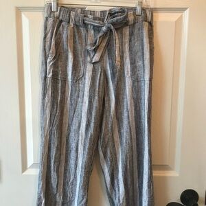 Striped Gray Linen Pants‎